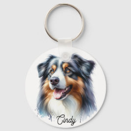 三色オーストラリアの羊飼い犬 キーホルダー