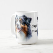 三色オーストラリアの羊飼い犬 コーヒーマグカップ (正面左)