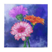 三色ガーベラスセラミックタイル タイル (正面)