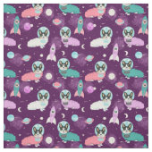 三色コルギドッグズパープル宇宙犬 ファブリック (見本)