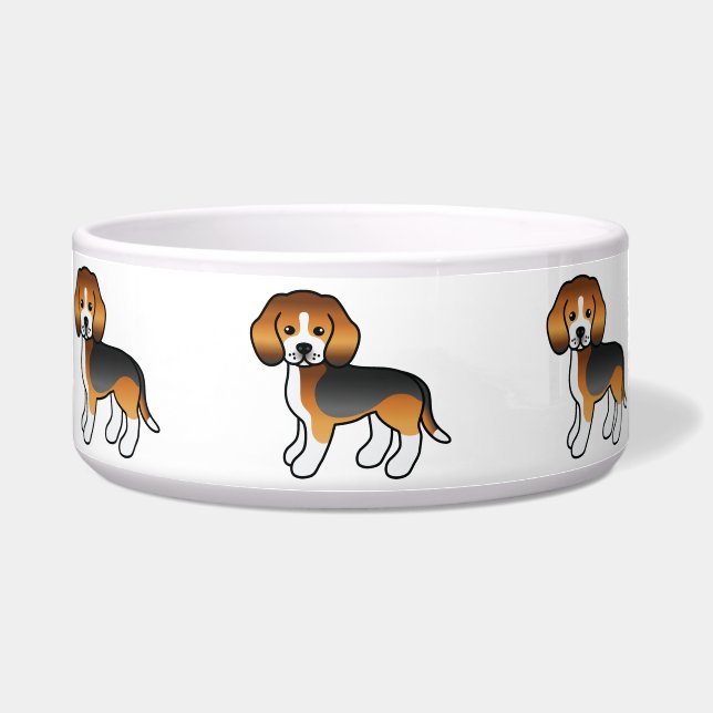 三色コートのキャルーンのビーグル犬 ボウル (正面)