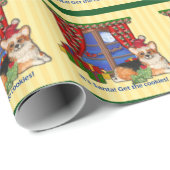 三色サンタのコーギーの包装紙 ラッピングペーパー (ロールコーナー)