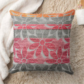 三色デイジープリントコットンスローピロー クッション (ブランケット)