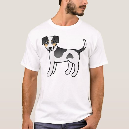 三色デンマークスウェーデン農場犬 かわいいキャラクターデザイン Tシャツ (正面)