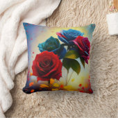 三色バラ、クッション クッション (ブランケット)