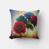 三色バラ、クッション クッション (正面)