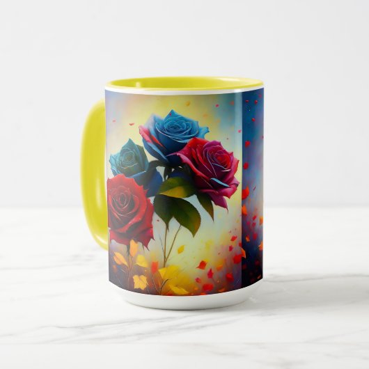 三色バラ、コーヒーマグ マグカップ (正面左)