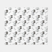 三色パピヨンの名前の漫画の犬のパターン フリースブランケット (正面(横))