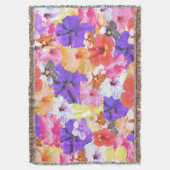 三色モザイクのハイビスカスの花、 スローブランケット (正面縦)