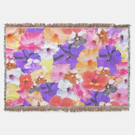 三色モザイクのハイビスカスの花、 スローブランケット (正面)