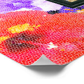 三色モザイクのハイビスカスの花、 ポスター (角)