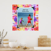 三色モザイクのハイビスカスの花、 ポスター (キッチン)