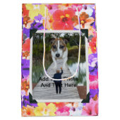 三色モザイクのハイビスカスの花、 ミディアムペーパーバッグ (裏面)