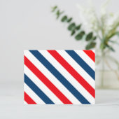 三色対角ストライプ(青、白、赤) ポストカード (スタンド正面)