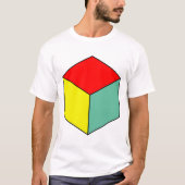 三色幾何学的姿キューブ Tシャツ (正面)