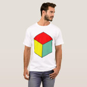 三色幾何学的姿キューブ Tシャツ (正面フル)