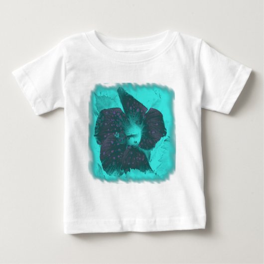 三色抽象芸術ハイビスカス ベビーTシャツ (正面)