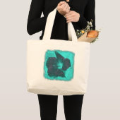三色抽象芸術ハイビスカス ラージトートバッグ (正面(商品))