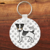 三色滑らかなコートジャックラッセルテリアードッグ キーホルダー (正面)