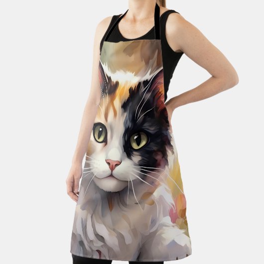 三色猫と春の庭の蝶 エプロン (インサイチュ)