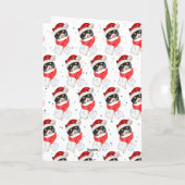 三色猫のクリスマス水彩画とスカーフ シーズンカード (裏面)