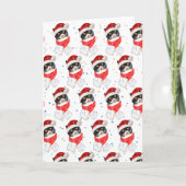 三色猫のクリスマス水彩画とスカーフ シーズンカード (正面)