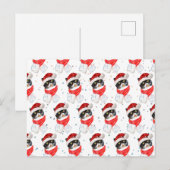 三色猫のクリスマス水彩画とスカーフ シーズンポストカード (正面/裏面)
