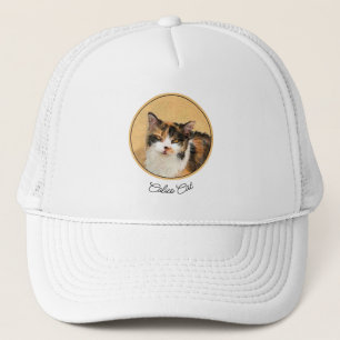 三色猫の絵 - かわいいオリジナル猫アート キャップ