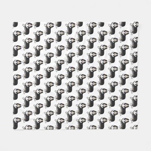 三色粗い色かわいい漫画の犬のパターン フリースブランケット (正面(横))