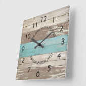 三色素朴流木パーソナライズされた スクエア壁時計 (傾斜)