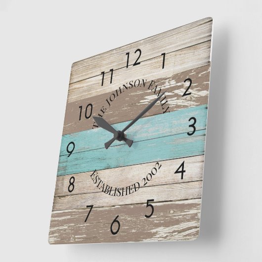 三色素朴流木パーソナライズされた スクエア壁時計 (傾斜)
