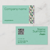 三角グリーンターコイズグレーQR名刺 名刺 (正面/裏面)