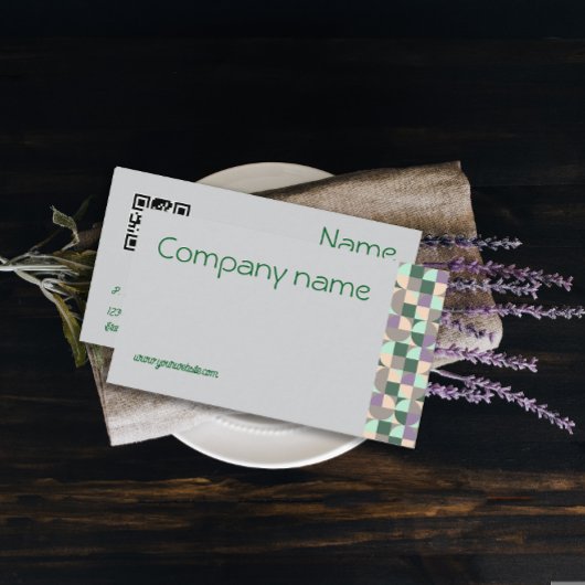 三角グリーンターコイズグレーQR名刺 名刺