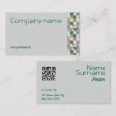 三角グリーンターコイズグレーQR名刺 名刺 (正面/裏面)