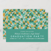 三角モザイク卒業パーティー招待状 招待状 (正面/裏面)