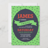 三角モダン緑と青の誕生日 招待状 (正面)
