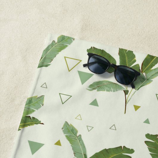 三角形が付いているあなたのモノグラム|Bananaの葉を加えて下さい ビーチタオル (インサイチュ)