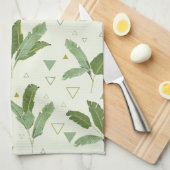 三角形が付いているバナナの葉 キッチンタオル (四つ折り)
