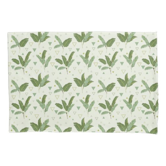 三角形が付いているバナナの葉 枕カバー (正面左)