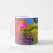 三角形との明るい色の波の抽象デザイン コーヒーマグカップ (正面左)