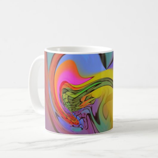 三角形との明るい色の波の抽象デザイン コーヒーマグカップ (正面左)