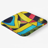 三角形と正方形のアフリカ色の抽象芸術 ペーパープレート (傾斜あり)