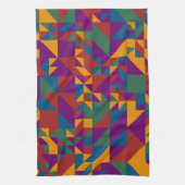 三角形と正方形の基本ジオメトリ キッチンタオル (縦)