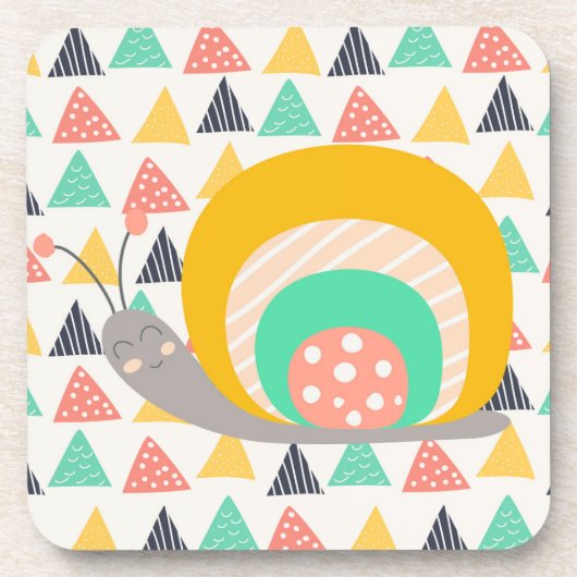 三角形にハッピースカタツムリ コースター (正面)