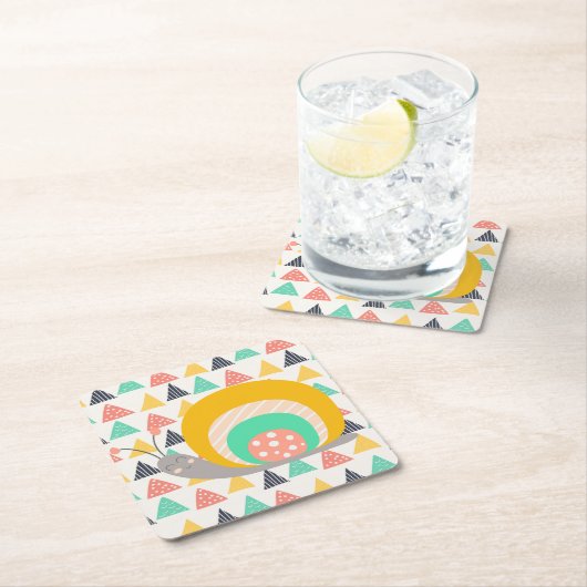 三角形にハッピースカタツムリ スクエアペーパーコースター (インサイチュ)