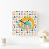 三角形にハッピースカタツムリ スクエア壁時計 (ホーム)