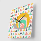 三角形にハッピースカタツムリ スクエア壁時計 (傾斜)