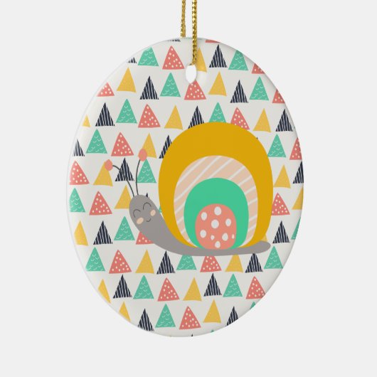 三角形にハッピースカタツムリ セラミックオーナメント (右)