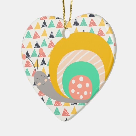三角形にハッピースカタツムリ セラミックオーナメント (左)