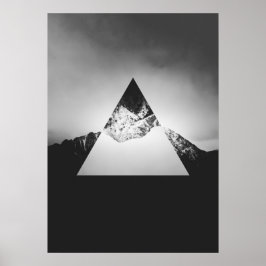 三角形に鏡像化された幾何学的な山 ポスター
